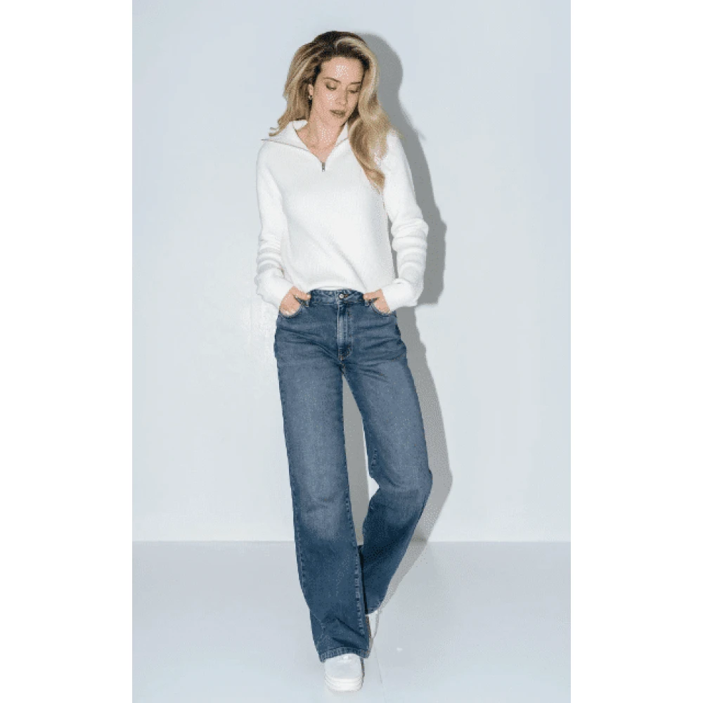 DNM Pure Retro-chique wijde pijp jeans Blue Dames