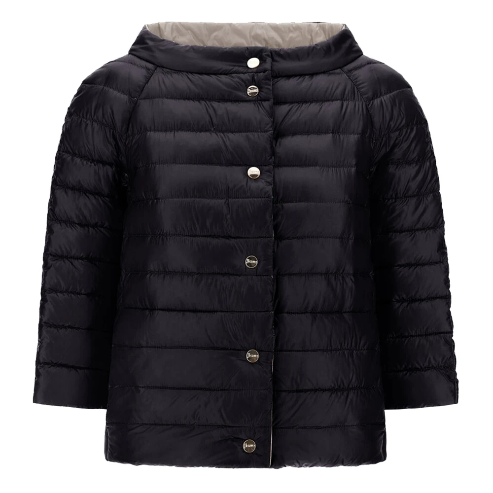 Herno Zwart Grijze Puffer Jas Black Dames