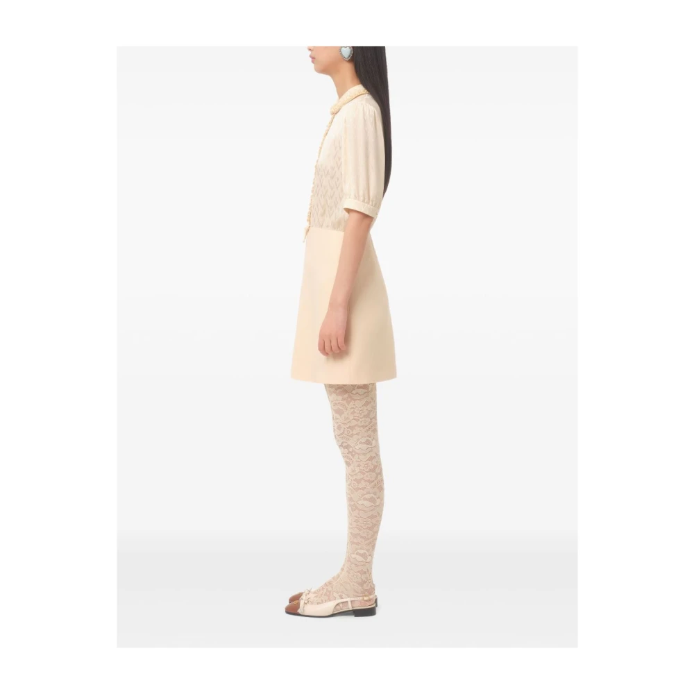 Valentino Garavani Mini Jurk met Ruches Beige Dames