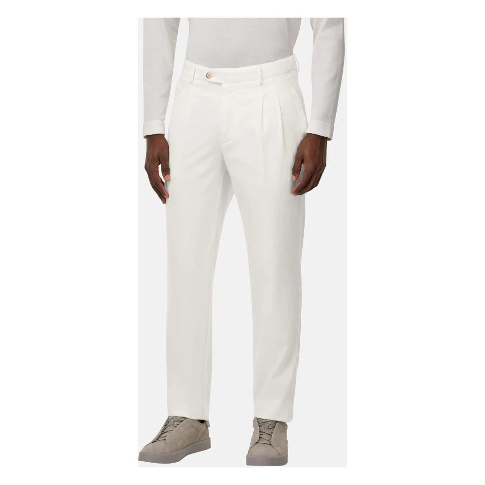 Boggi Milano Stretch Katoenen Tencel Broek Beige Heren