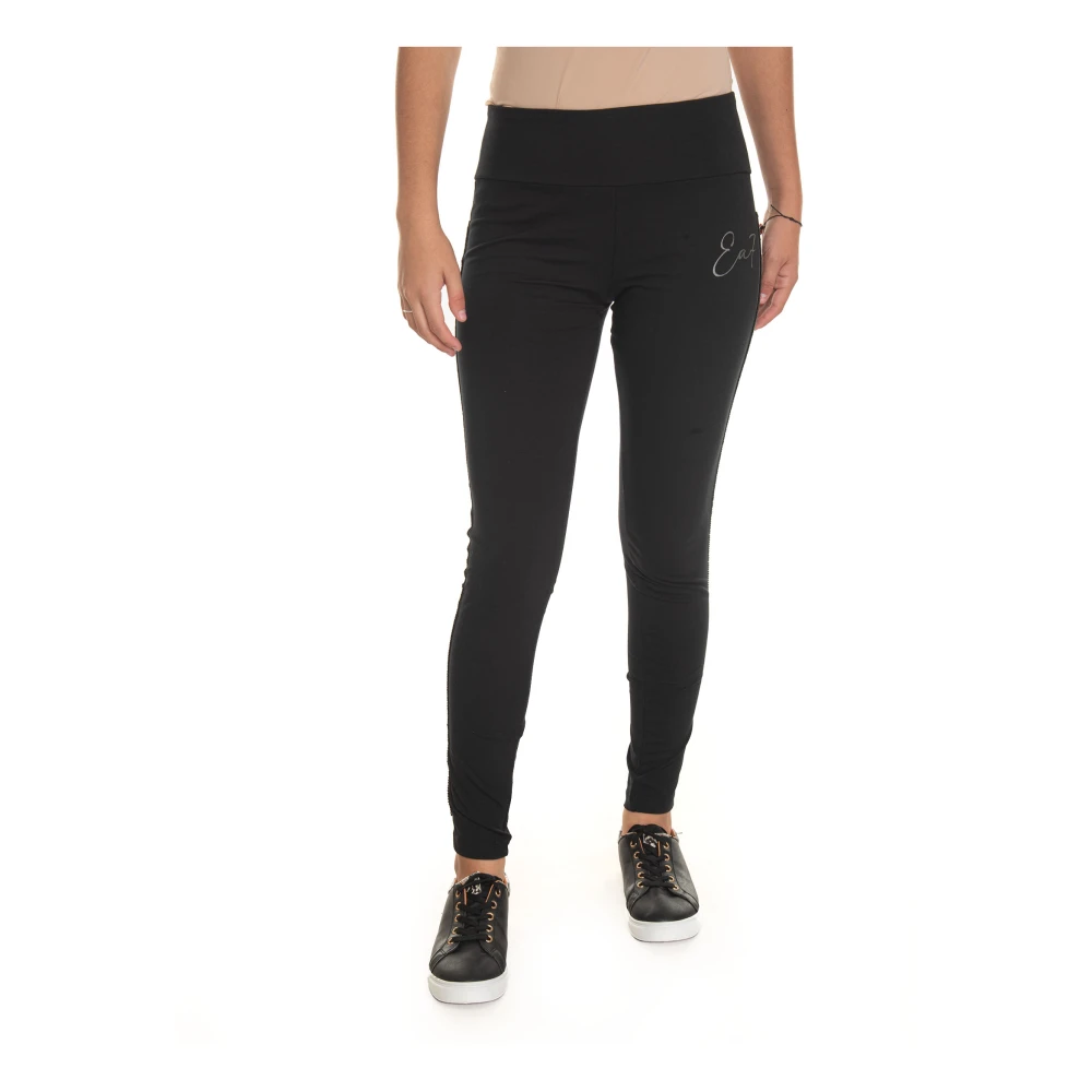 Emporio Armani EA7 Hoge Taille Slim-Fit Leggings met Logo Black Dames