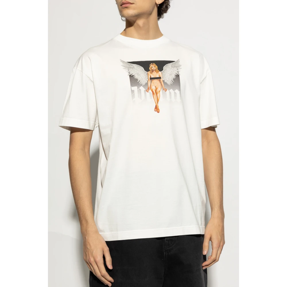 Palm Angels T-shirt met print White Heren