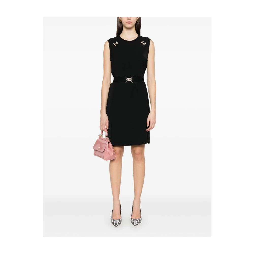 Liu Jo Zwarte Eyelet Detail Cut-Out Jurk Black Dames