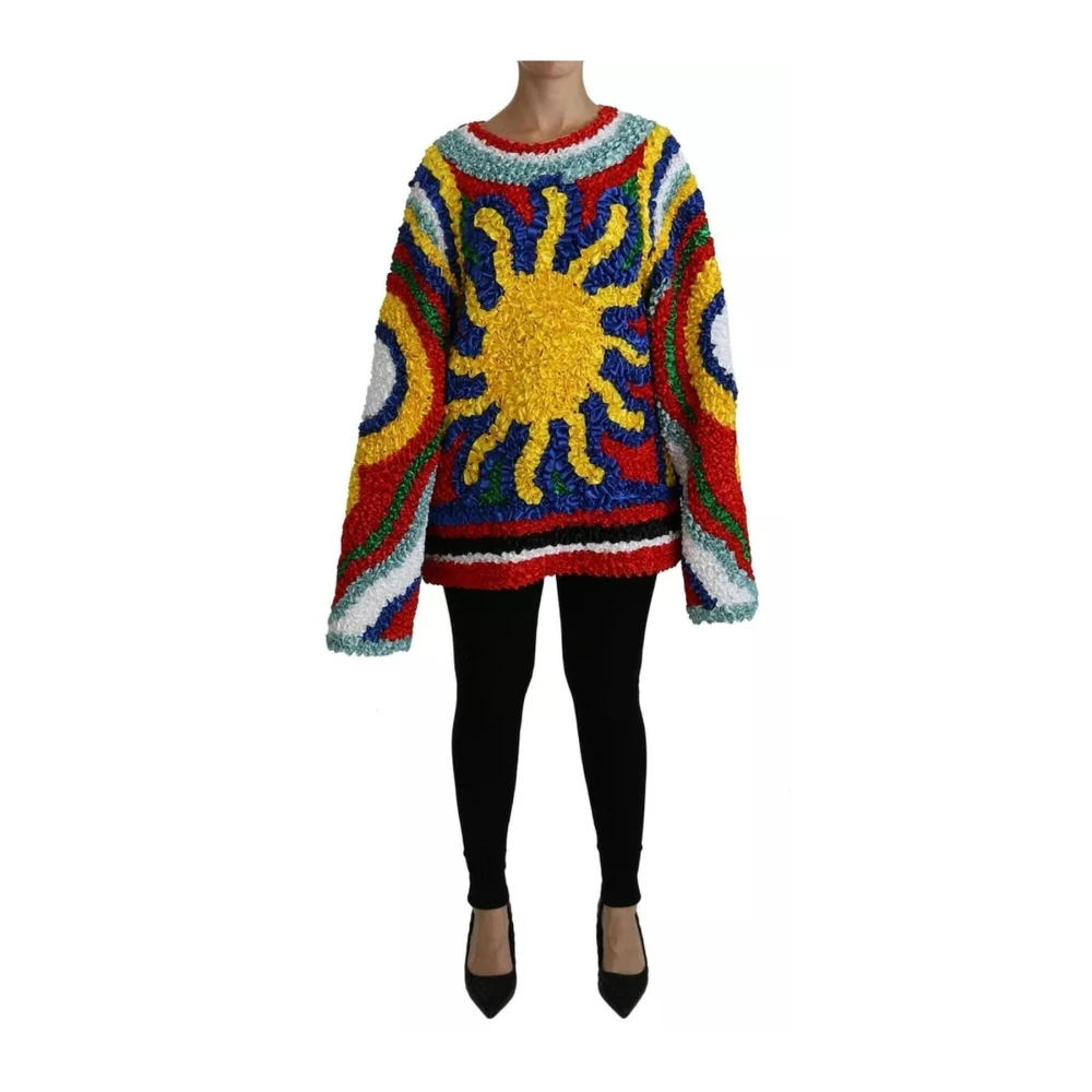 Dolce & Gabbana Women's Multicolor Long Knitwear, Xs, Ribbon-Embellished Jumper