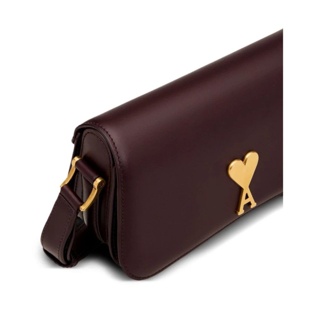 Ami Paris Bourgondisch Leren Schoudertas met Zak Purple Dames