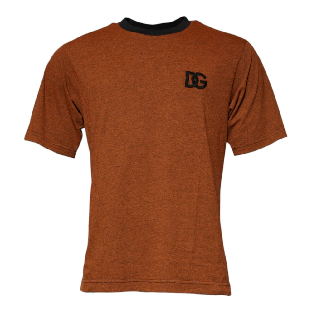 Dolce & Gabbana Men's Brown Logo Crew Neck T-Shirt