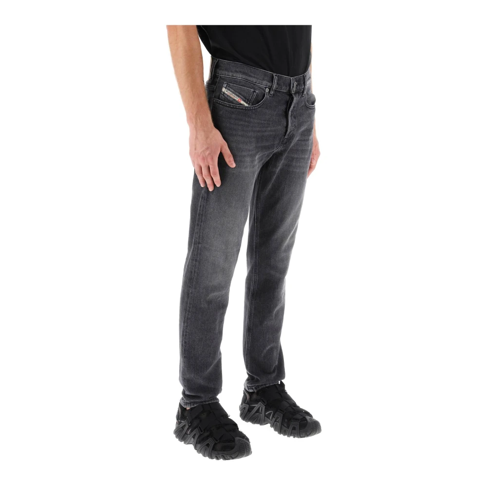 Diesel Tapered jeans met gebruikte look Black Heren