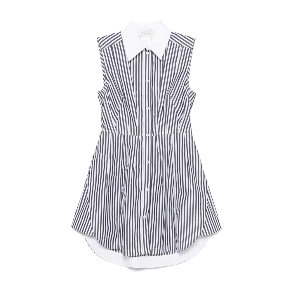 Sportmax Women's Black Shirt Dresses,, Dress With White Details Medium