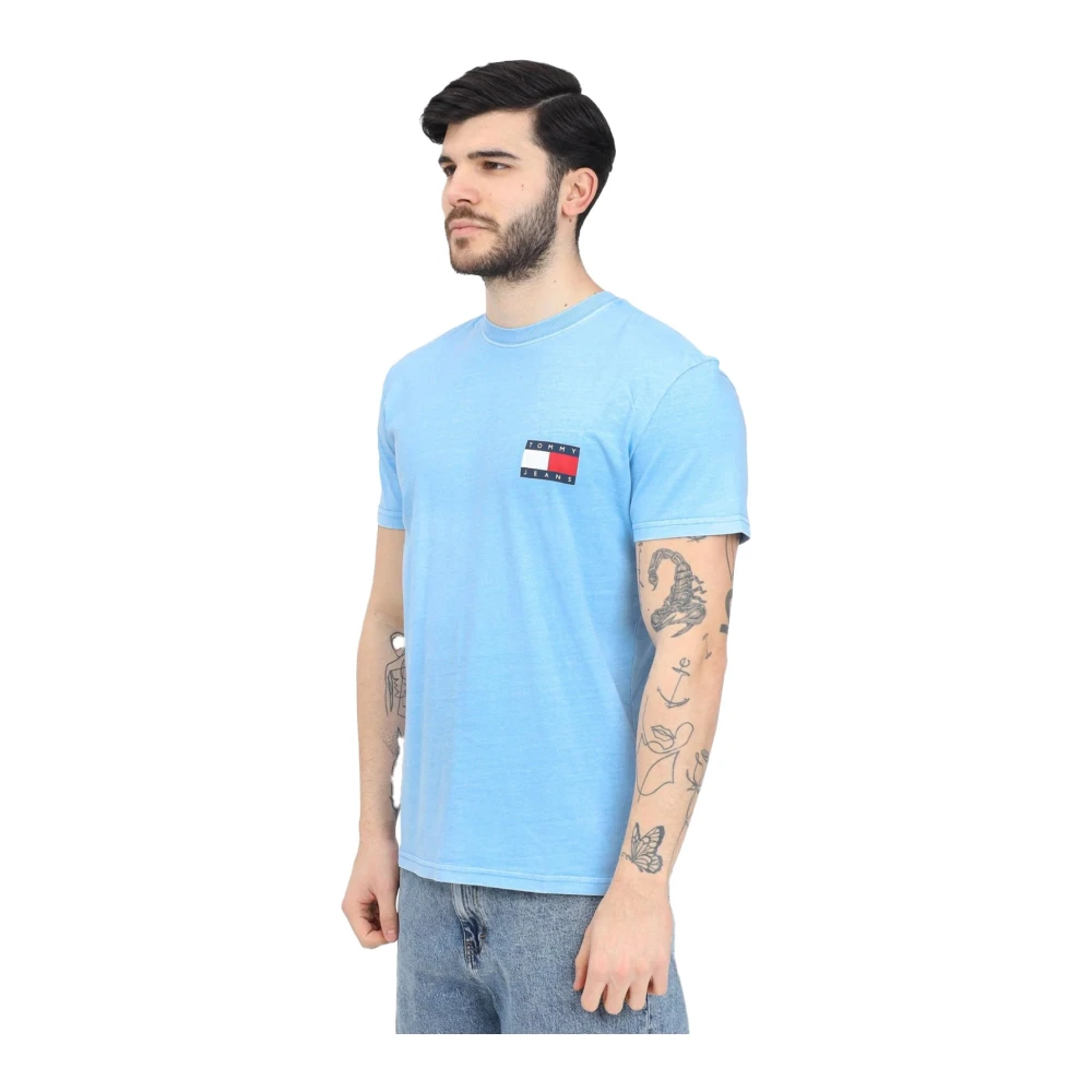 Tommy Jeans Blauw Logo Katoenen T-shirt Blue Heren