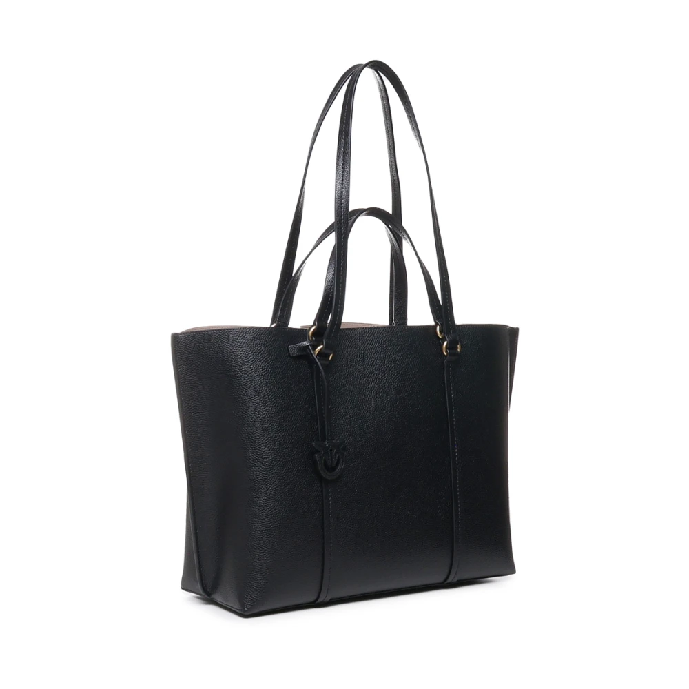 pinko Zwarte Leren Shopper Tas met Handvatten Black Dames