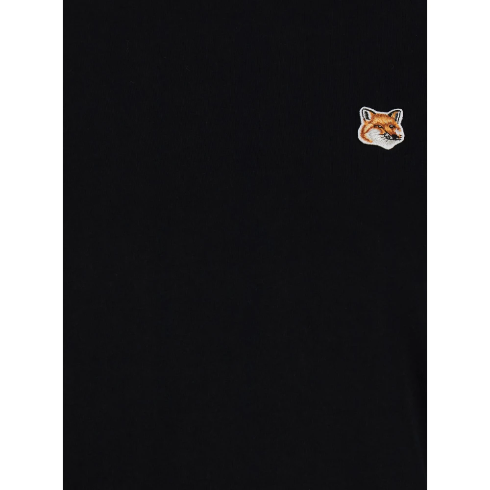 Maison Kitsuné Gedurfd Fox Head Patch T-shirt Black Dames