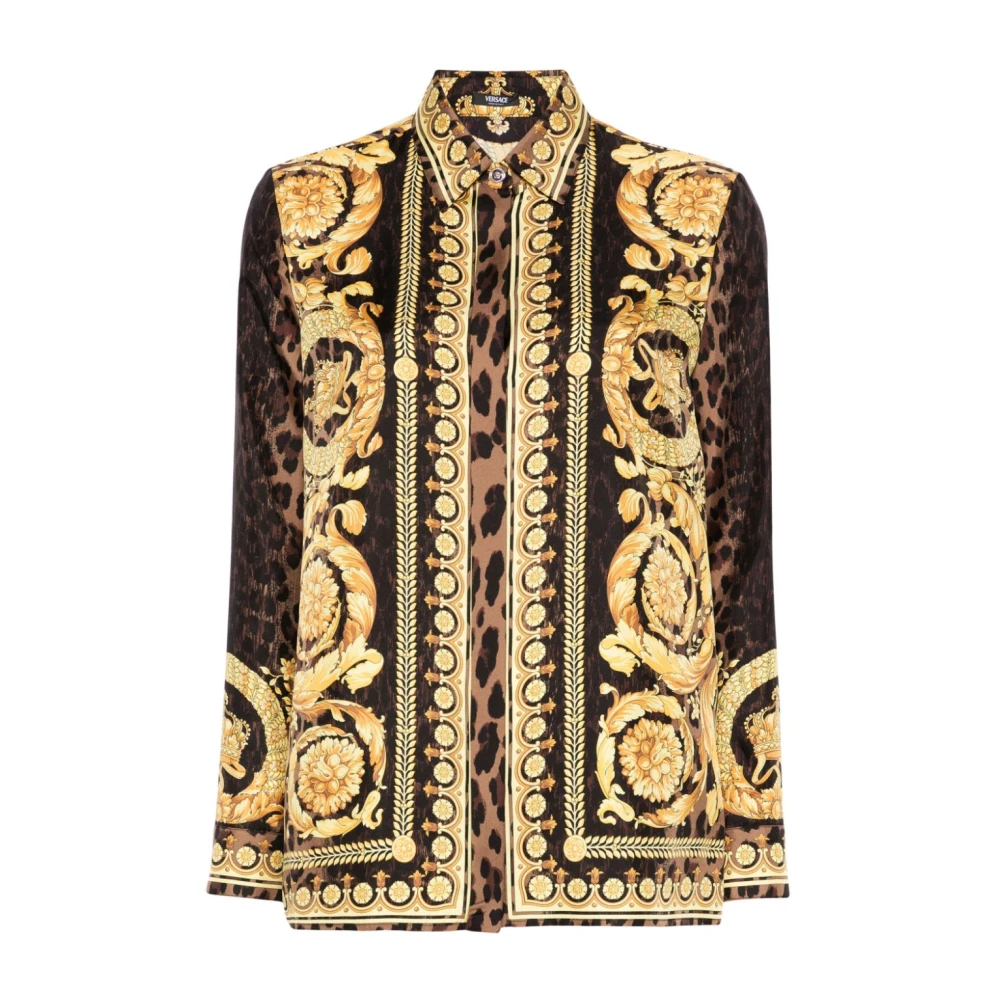 Versace Gouden Zijden Foulard Shirt Multicolor Dames