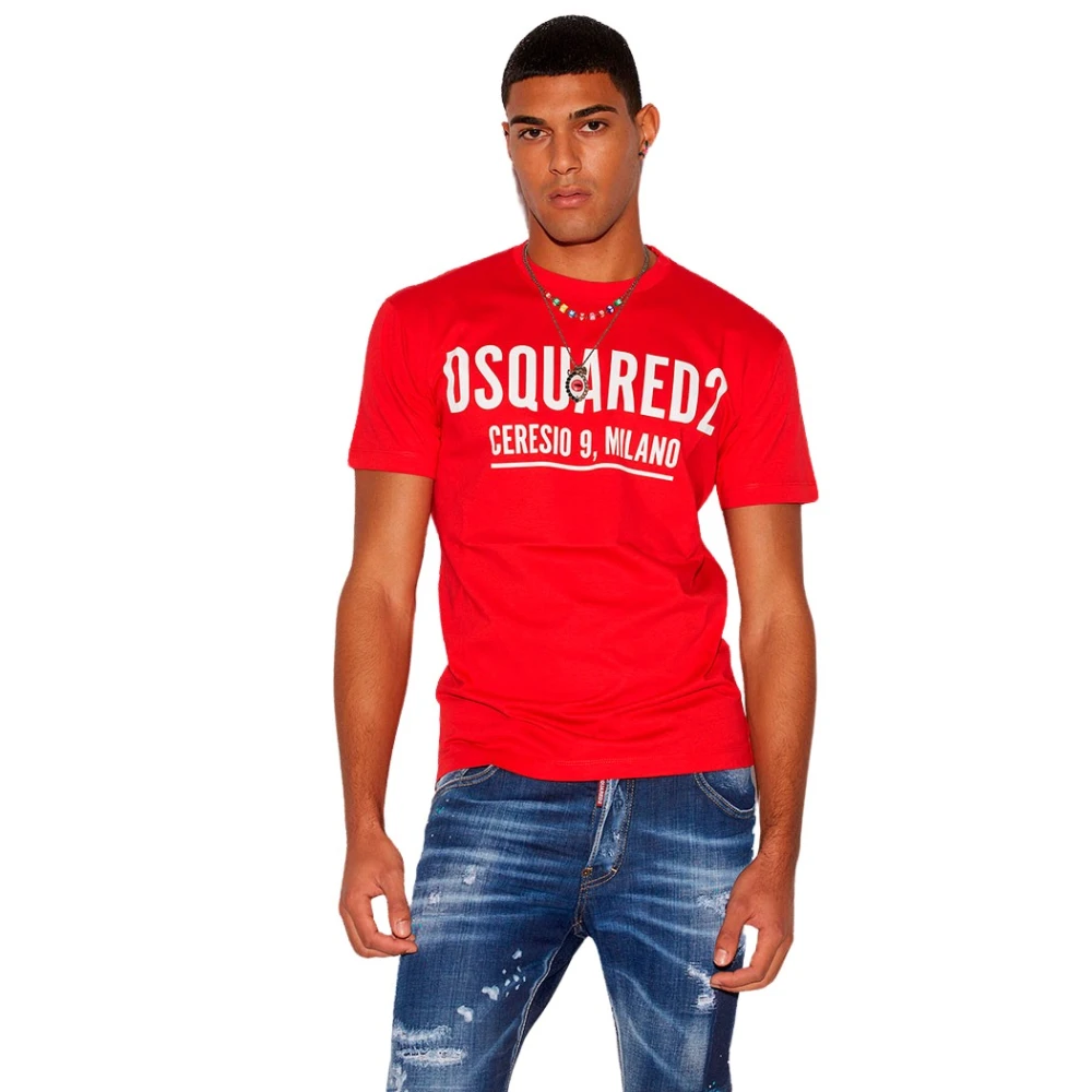 Dsquared2 Ceresio9 Rojo L Katoenen T-shirt in rood met Ceresio logo Red Heren