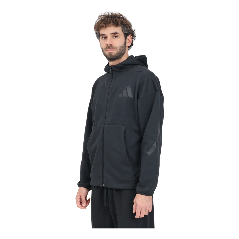 Adidas Nero Felpa Con Cerniera A Cappuccio Z.n.e. - Immagine 5