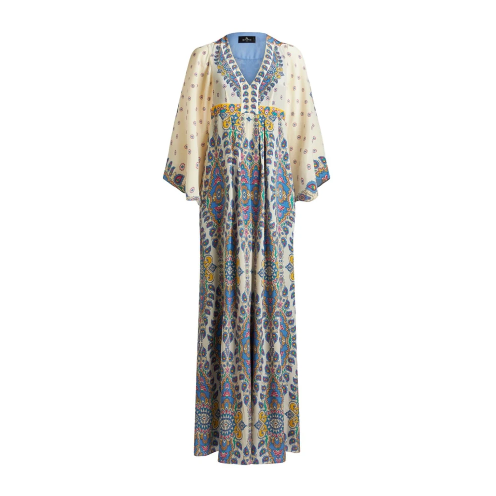 ETRO Witte V-Hals Jurk Tot Op De Vloer Multicolor Dames