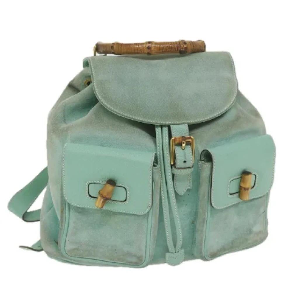 Gucci Vintage Pre-owned Suede backpacks Blue Dames