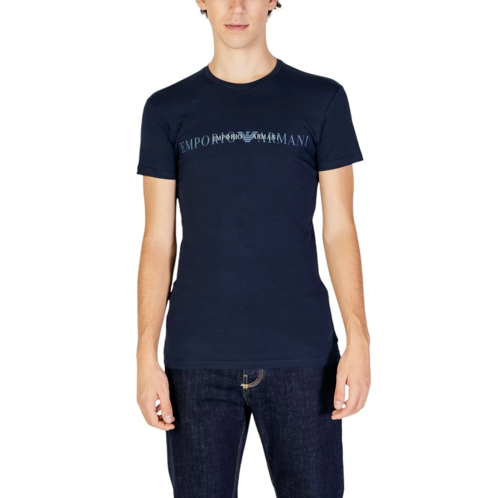 Emporio Armani Blauw Katoenen Heren T-Shirt Herfst Winter Blue Heren