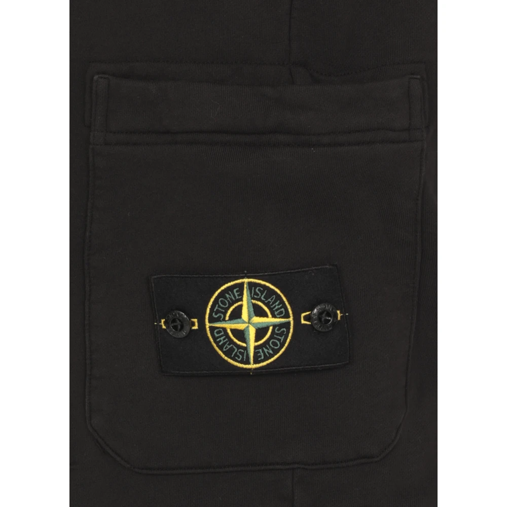 Stone Island Zwarte katoenen bermuda shorts met zakken Black Heren