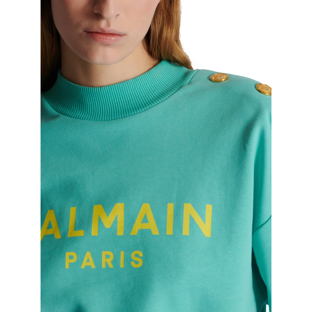 Balmain Cropped sweatshirt met Parijs-print Blue Dames