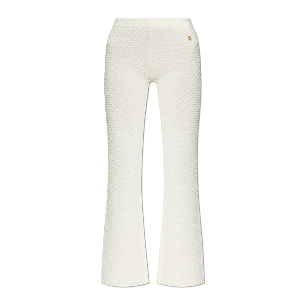 Casablanca Women's Beige Wide Trousers, M, Trousers With Flared Legs