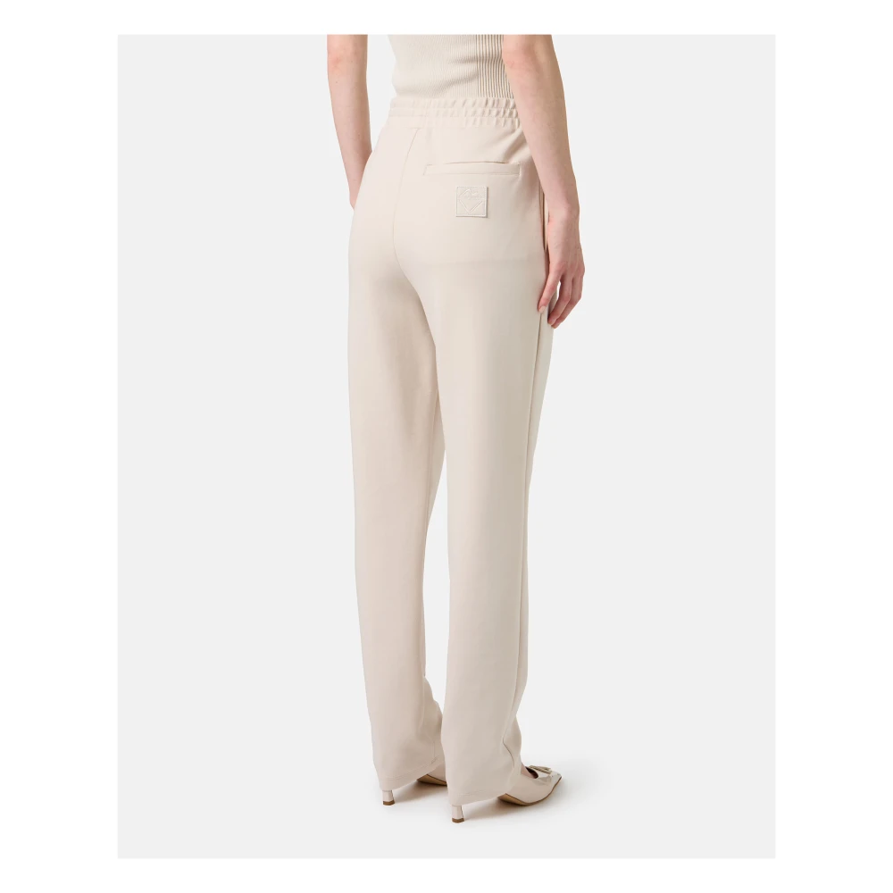 Iceberg Stofkleurige broek in scuba-effect fleece stof met ijsberglogo Beige Dames