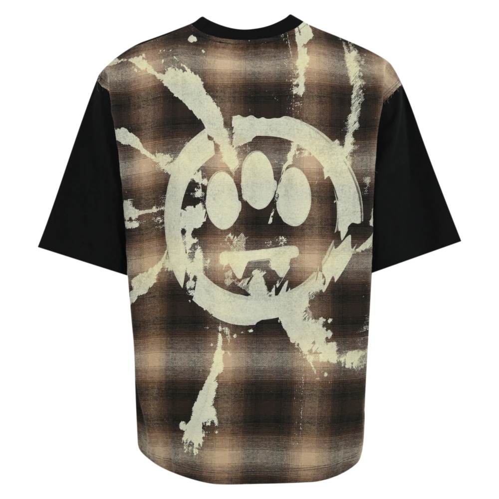 Barrow Katoenen T-shirt met Tartan Inzet Black Heren
