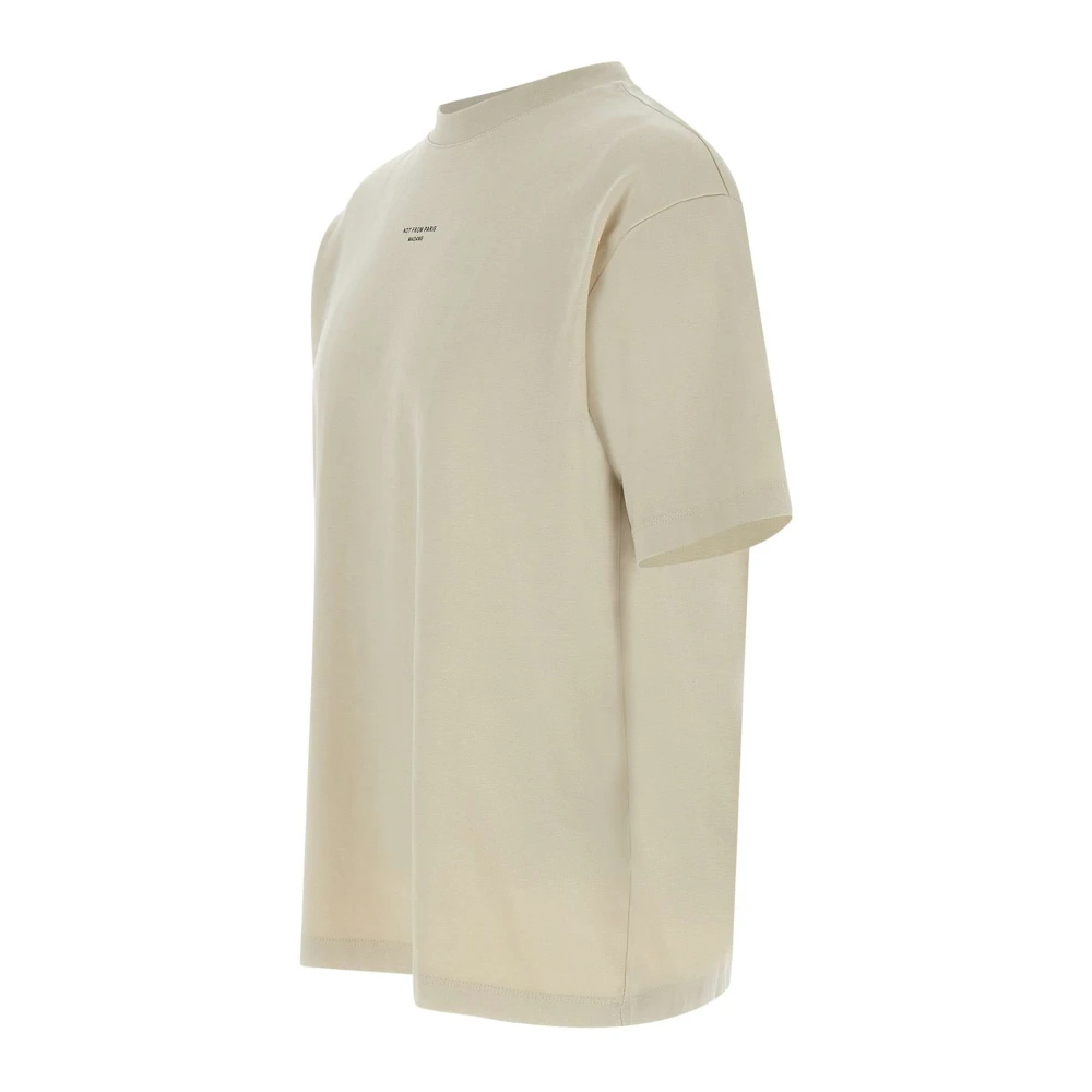 Drole de Monsieur Klassieke Slogan Katoenen T-shirt Zand Beige Heren