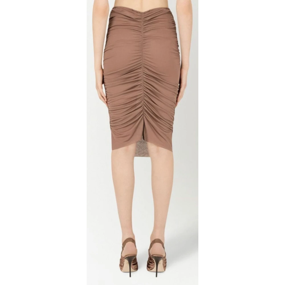 Dolce & Gabbana Stijlvolle Gedrapeerde Midi Rok Brown Dames