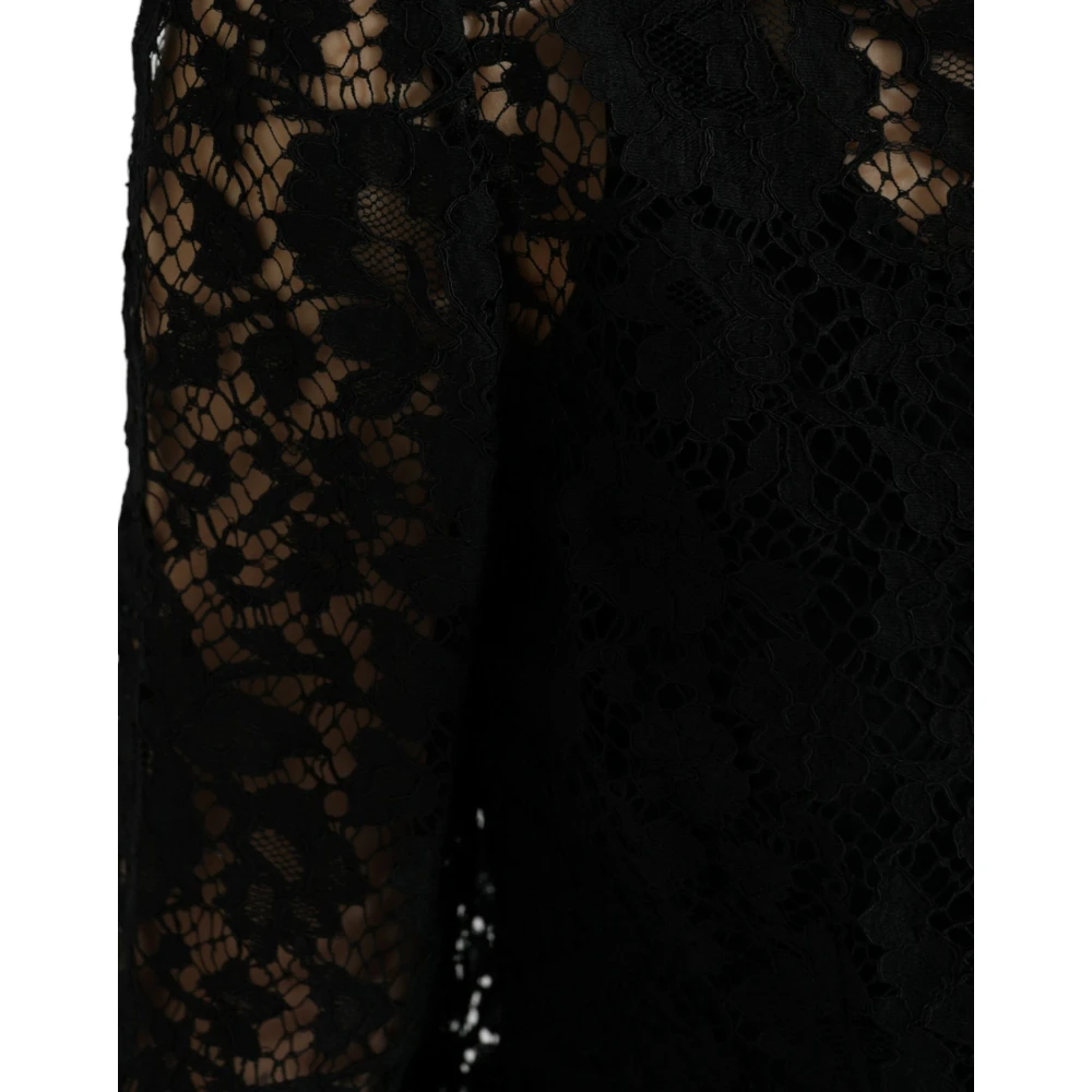 Dolce & Gabbana Elegante Bloemenkant Blouse Top Black Dames