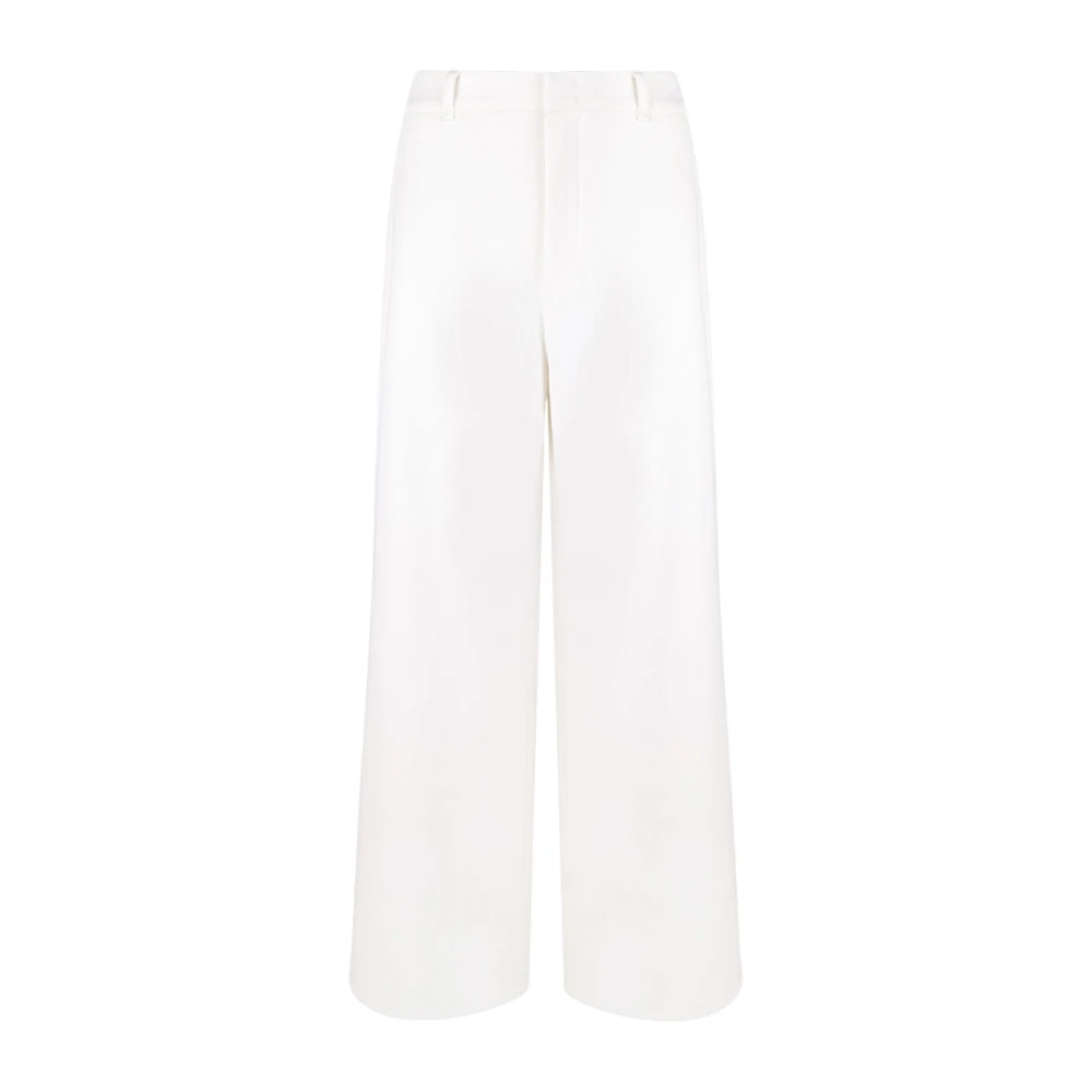 Max Mara Kvinno Vit Byxor Dam, M, Bomull, A Jerseybyxor Med Vida Ben