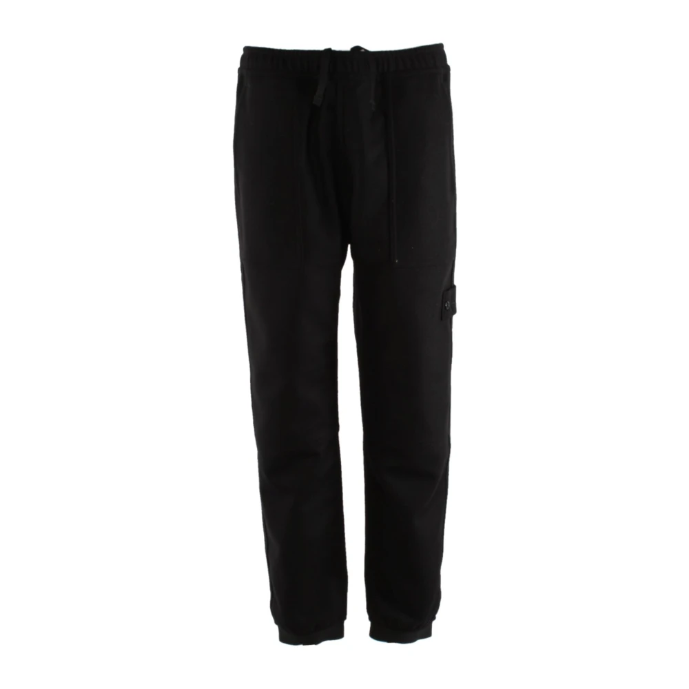 Stone Island Ghost Zwart Wol Polyester Broek Black Heren