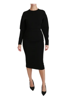 Elegant Svart Bodycon Sheath Midi Klänning