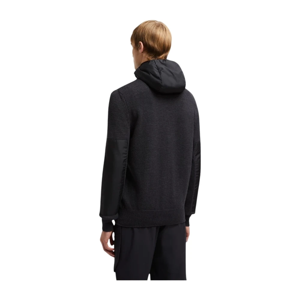 Moncler Grijze Wol Zip-Up Hoodie Gray Heren