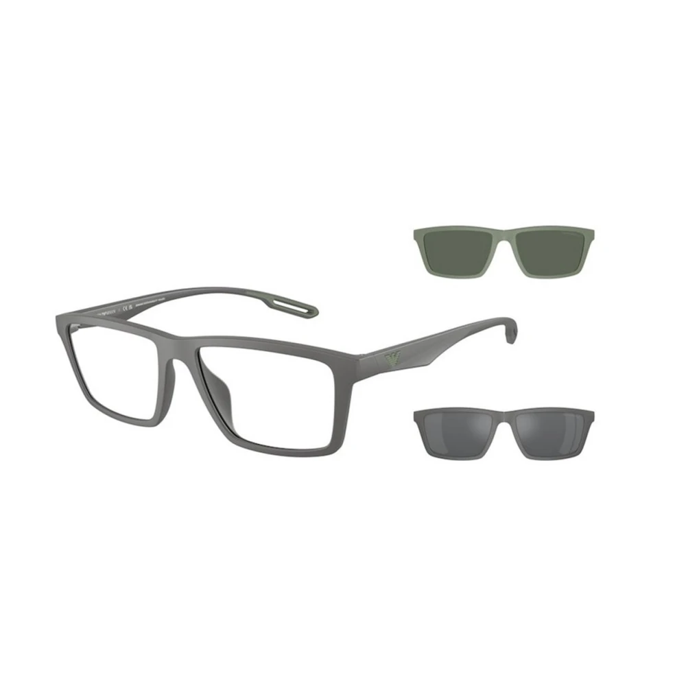 Emporio Armani Stijlvolle Grijze Montuur met Transparante Lenzen Gray Unisex
