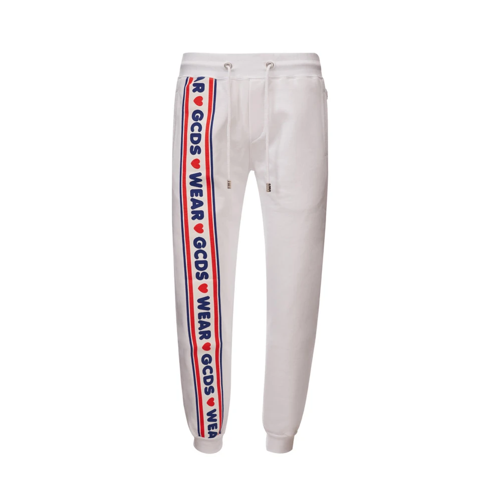 Gcds Witte Sweatpants met Logo White Heren