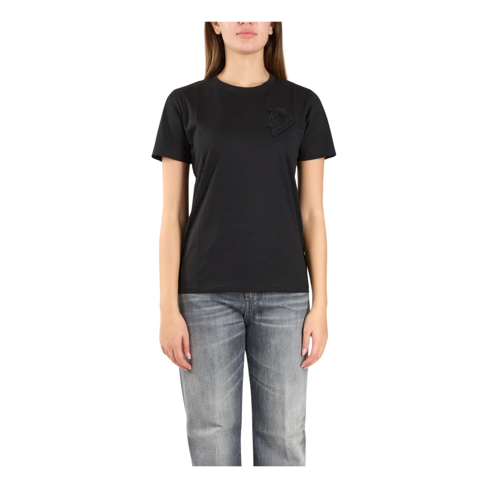 Dondup Geborduurd katoenen jersey t-shirt Black Dames