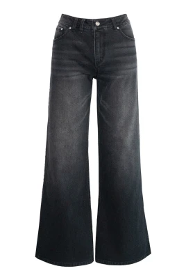 Wide Leg Svarta Denim Jeans
