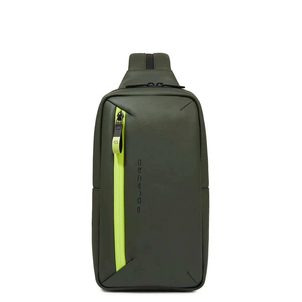 Piquadro Mannelijk Groente Tassen Heren, Groen, One Size, Polyester, Corner 2.0 Mono Sling Bag