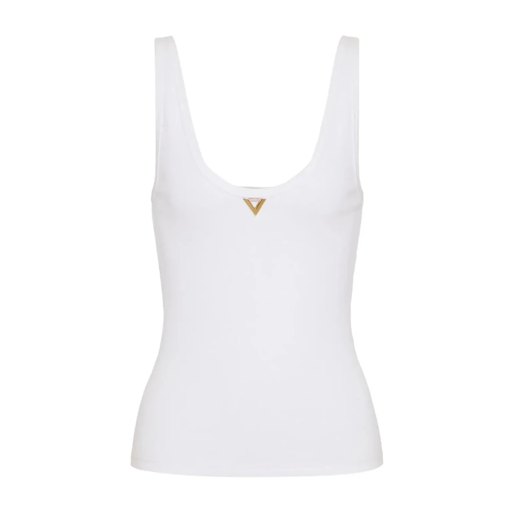 Valentino Garavani Stijlvolle Gouden Logo Tanktop White Dames