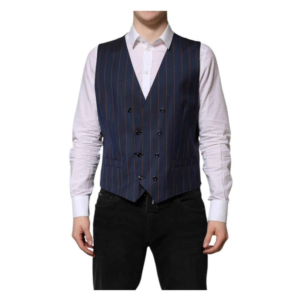 Dolce & Gabbana Single Breasted Vest - Male - Waistcoats - Blue - Xl - Jackets