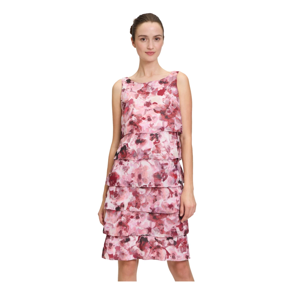 Vera Mont Elegante Chiffon Cocktailjurk met Ruche Multicolor Dames