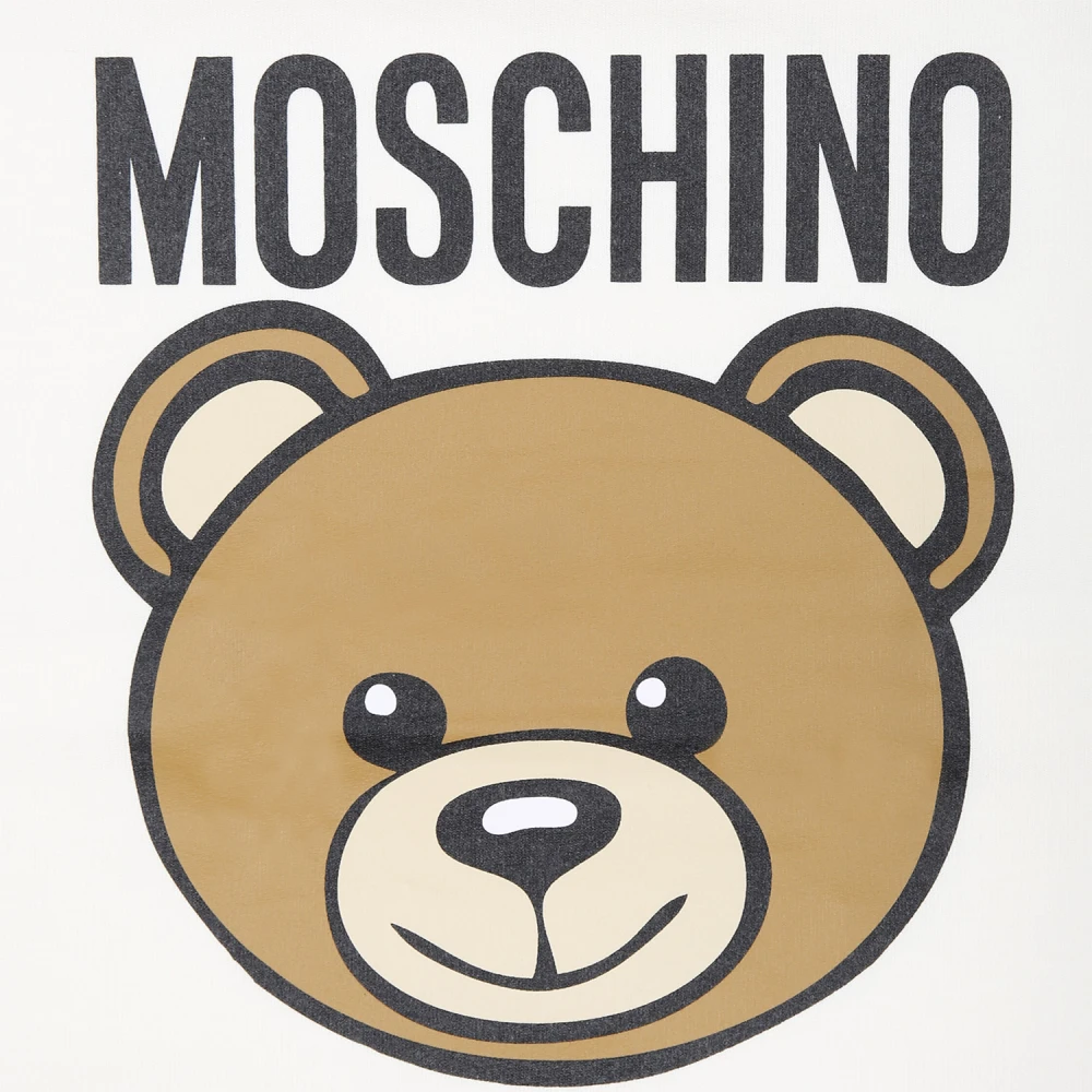 Moschino Ivoor Katoenen Deken met Teddybeer Logo Beige Unisex