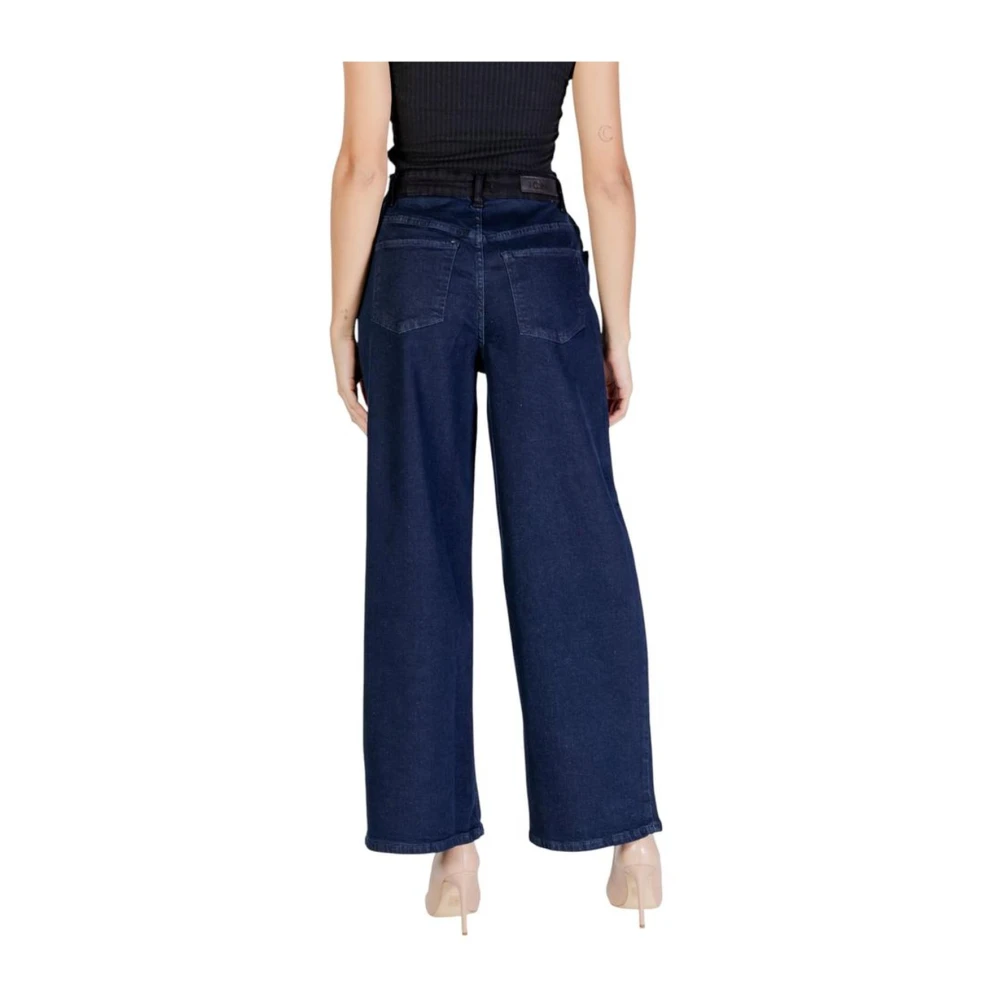 Ichi Blauwe Katoenmix Jeans & Broeken Blue Dames