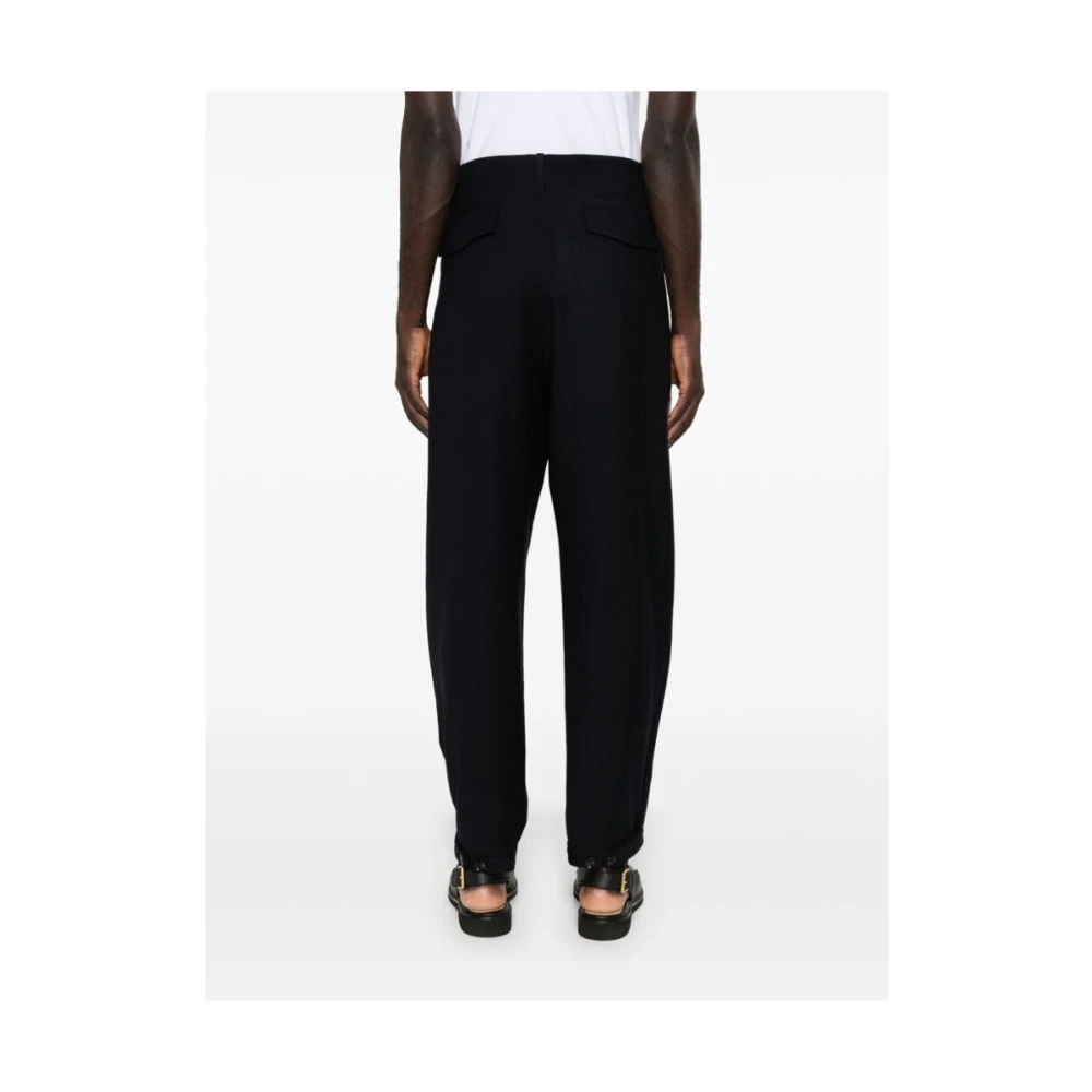 Giorgio Armani Middernachtblauwe Wol Tapered Broek Blue Heren