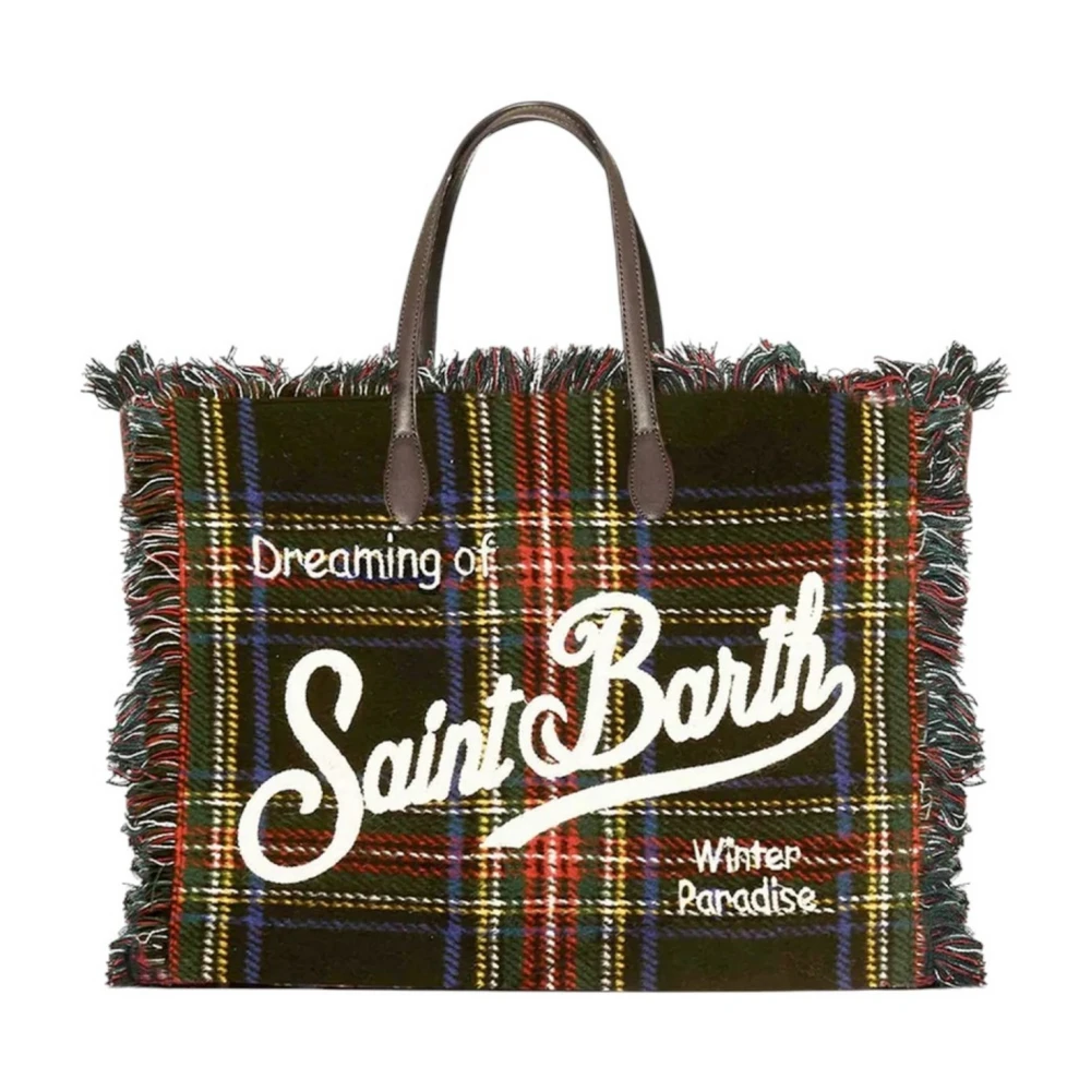 MC2 Saint Barth Blauwe Tartan Vanity Schoudertas Multicolor Dames