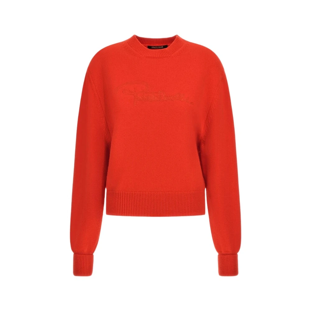 Roberto Cavalli Women's Red Round-Neck Knitwear, Xs, Knit Jumper