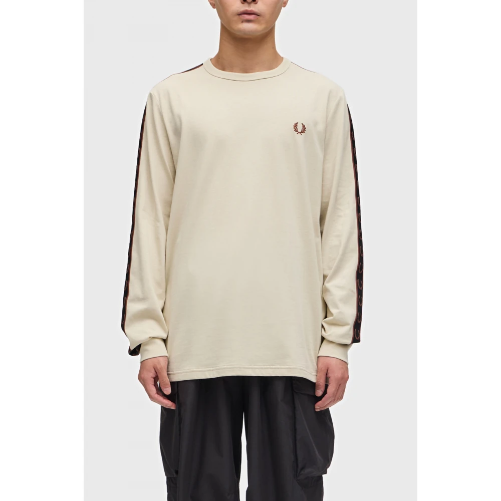 Fred Perry Taped Long Sleeve Tee Beige Heren