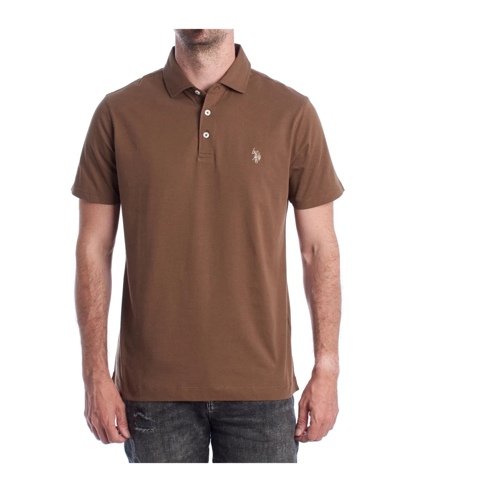 U.s. Polo Assn. Men's Brown Sporty Polo Shirt With Embroidered Logo