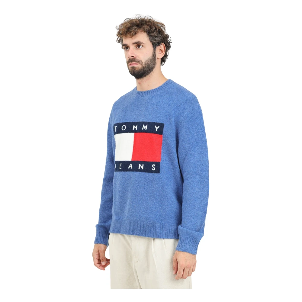 Tommy Jeans Lichtblauwe Crew Neck Sweater Blue Heren