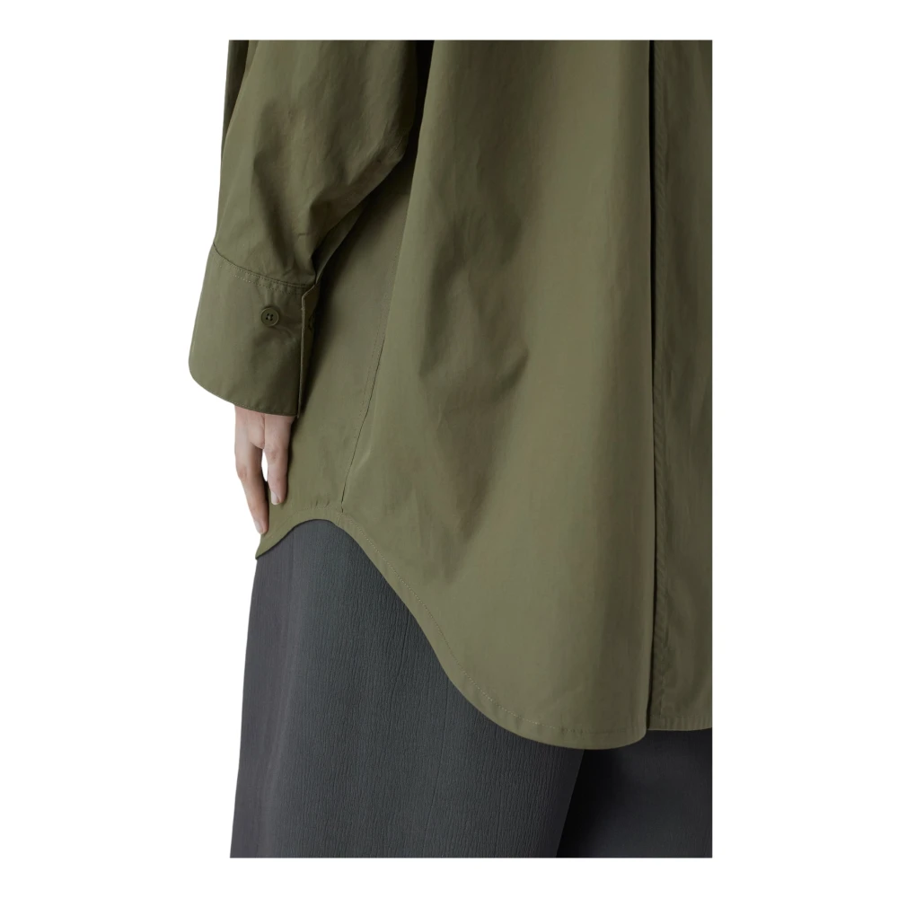 closed A-lijn Poplin Blouse met Verborgen Split Green Dames